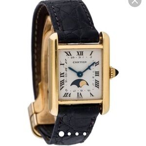 VintageWatchery Incredible Cartier 18K Gold, Moon Phase, Tank Ladies Watch